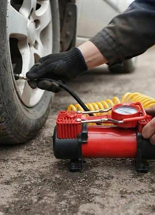 Автомобільний компресор heavy duty air однопоршневий з набором інструментів у валізі 72 л/хв, 12в, 30а зелений