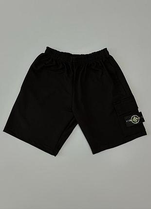Мужские шорты stone island черные на лето бриджи стон айленд спортивные xxl (b)