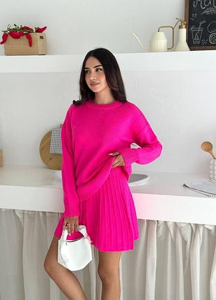 Накладний платіж ❤ 30% бавовна турецький вязаний трикотажний костюм светр світер і спідниця пліссе
