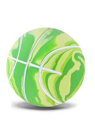 Детский мяч попрыгунчик баскетбол pr2519(green) резиновый 6 см