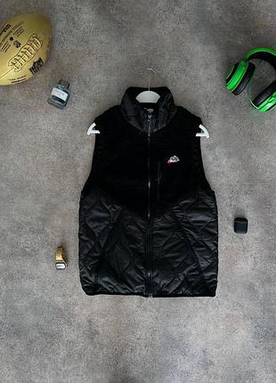 Мужская жилетка nike черная без капюшона из плащевки весенняя осенняя безрукавка найк демисезонная m (bon)