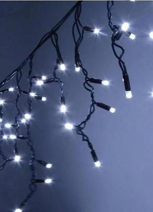Гирлянда-бахрома 5м 120led 220v черный провод, белый свет