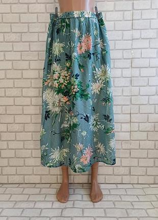 Фирмена h&amp;m юбка/юбка меди в крупный цветочный принт с разрезами, размер с-м