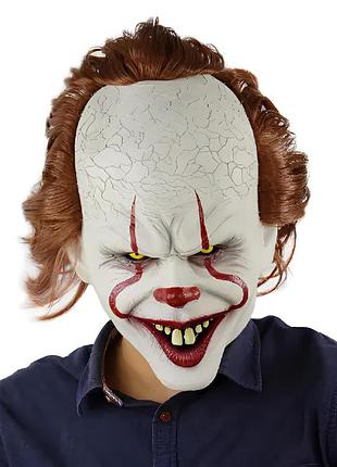 Маска пеннивайза resteq из фильма стивена кинга — латексная маска ужасного клоуна pennywise с волосами