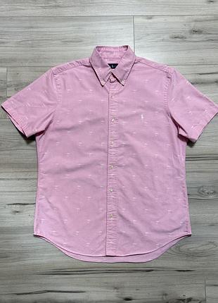 Розовая рубашка с коротким рукавом ральф лорен polo ralph lauren, факт l, оригинал