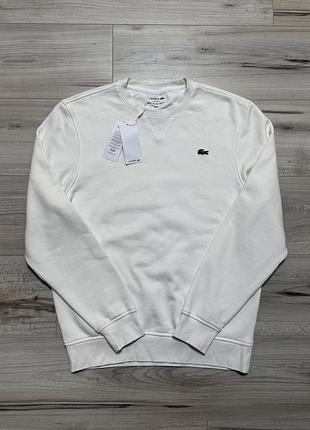 Новый белый кофта свитшот лакост lacoste classic fit sweatshirt, l, оригинал