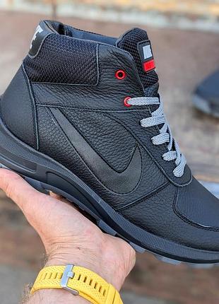 Чоловічі зимові черевики кросівки шкіра хутро nike ботинки зимние мужские кожаные кроссовки 44