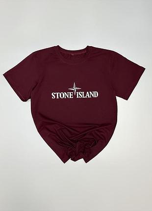 Чоловіча футболка stone island бордова бавовняна теніска стон айленд на літо (b)