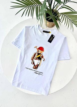 Мужская футболка polo ralph lauren белая хлопковая (b)