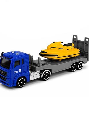 Детская автомодель "грузовик с моторной лодкой" technodrive 250424cg-1, масштаб 1:64