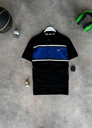 Чоловіча футболка поло nike чорна із синім бавовняна літня теніска найк спортивна на літо xl (bon)