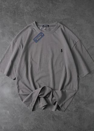 Мужская футболка оверсайз polo серая хлопковая m (b)