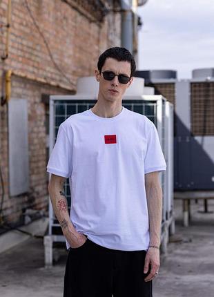 Мужская футболка hugo boss белая хлопковая хьюго босс xl (b)