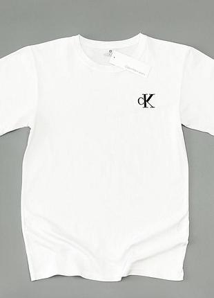 Мужская футболка calvin klein белая хлопковая тенниска кельвин кляйн на лето (b)