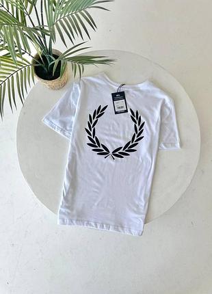 Мужская футболка fred perry белая на лето хлопковая логотип вышивка фред перри l (b)