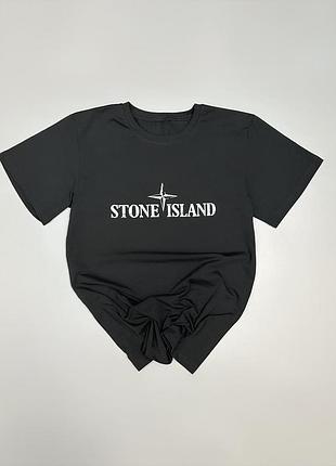 Мужская футболка stone island темно-серая хлопковая тенниска стон айленд на лето l (b)