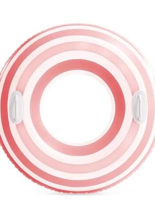 Детский надувной круг "полосатые мечты" 59256(pink-white) с ручками, 91 см