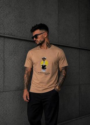 Мужская футболка polo ralph lauren коричневая хлопковая l (b)