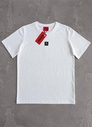 Мужская футболка hugo boss белая хлопковая хьюго босс на лето m (b)