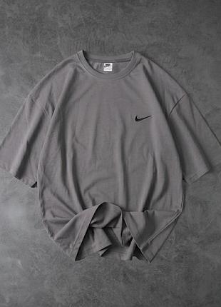 Чоловіча футболка оверсайз nike сіра бавовняна (b)
