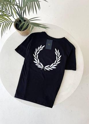 Мужская футболка fred perry черная на лето хлопковая логотип вышивка фред перри xl (b)