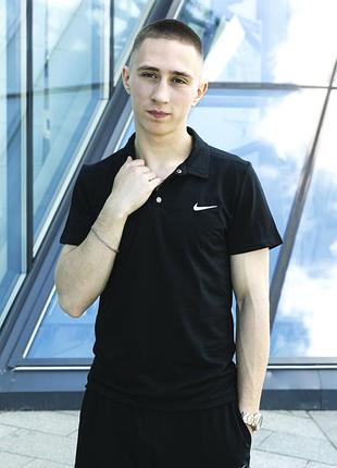 Чоловіча футболка поло nike чорна теніска найк бавовняна на літо xxl (b)