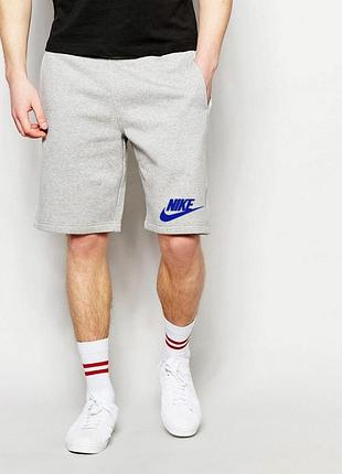 Шорти nike ( найк ) сірі лого+галочка синій
