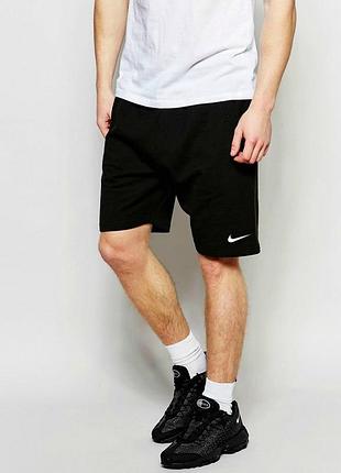 Шорти nike ( найк ) чёрние трикотажние белая галочка