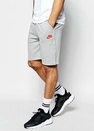 Шорты nike ( найк ) мужские серые имя+галочка красная