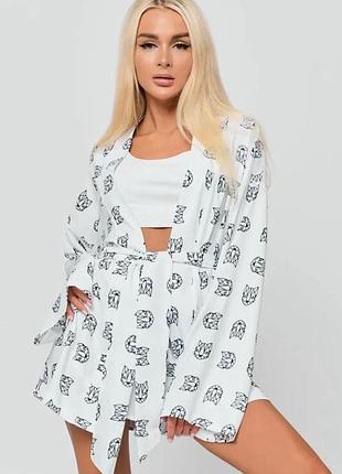Костюм/ піжама комплект кімоно+шорти вільного крою/ розмір л