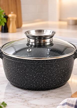 Котел unique un-5272 1,7л / котел 18см черный / кастрюля-котел с крышкой