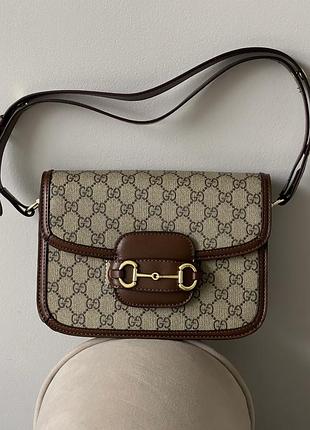 Gucci horsebit 1955 коричнево-серый е