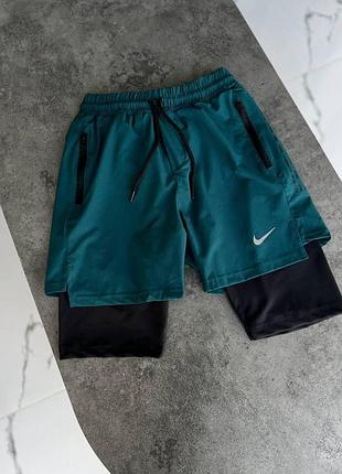 Чоловічі шорти спортивні nike зелені для тренувань найк (b)