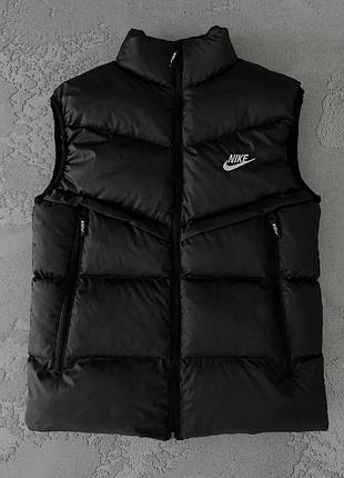 Мужская жилетка nike без капюшона черная демисезонная безрукавка найк весення осенняя xxl (b)