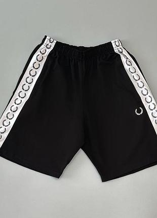 Мужские шорты fred perry черные фред перри с лампасами fp xxl (b)