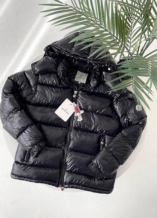 Мужской зимний пуховик moncler черный куртка теплая монклер с капюшоном m (b)