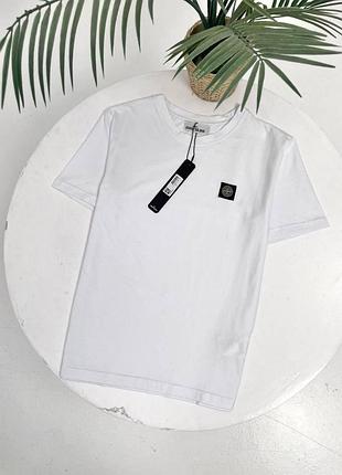 Чоловіча футболка stone island біла бавовняна стон айленд на літо m (b)