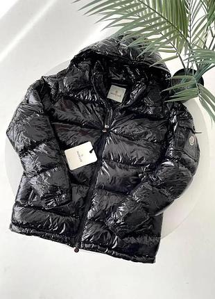 Чоловічий зимовий пуховик moncler чорний куртка тепла монклер з капюшоном m (b)