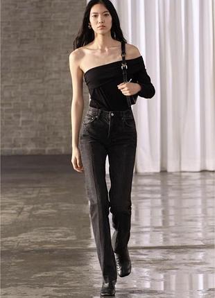 Джинси жіночі zara прямі чорні сірі 32 розмір xs