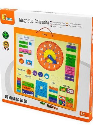 Магнітний календар viga toys з годинником англійською мовою (50377) 3698888
