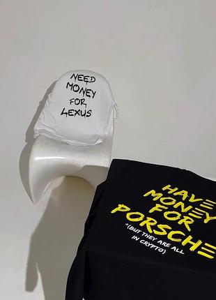 Футболка - "have money for porsche" but they are all in crypto хаки, m