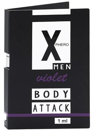 Духи з феромонами для чоловіків x phero men violet body attack, 1 ml 5055195