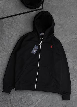 Чоловіча зіп-худі polo ralph lauren чорна кофта поло з капюшоном xl (b)