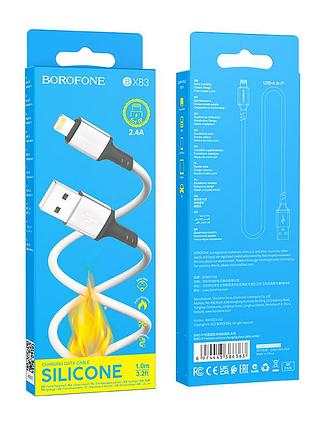 Кабель borofone bx83 ip famous silicone charging data cable білий 2