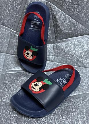 Резиновые шлепанцы детские 26 размер (16,5 см стелька) disney mickey and friends синие микки маус десней детская обувь бассейн для мальчика девочки