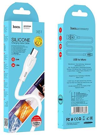 Кабель hoco micro usb ultimate silicone charging data cable x61 |1m, 2.4a| 4757528 2