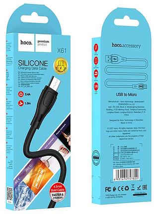 Кабель hoco micro usb ultimate silicone charging data cable x61 |1m, 2.4a| 4757528 9