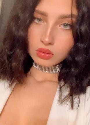 Чокер на шею колье ожерелье серебристое в стразы новый2 фото