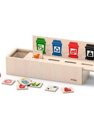 Деревянный сортер-игра viga toys сортировка мусора (44504) 3946849