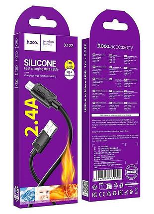 Кабель hoco micro usb benefit silicone charging data cable x122 |1m, 2.4a| 5158936 2